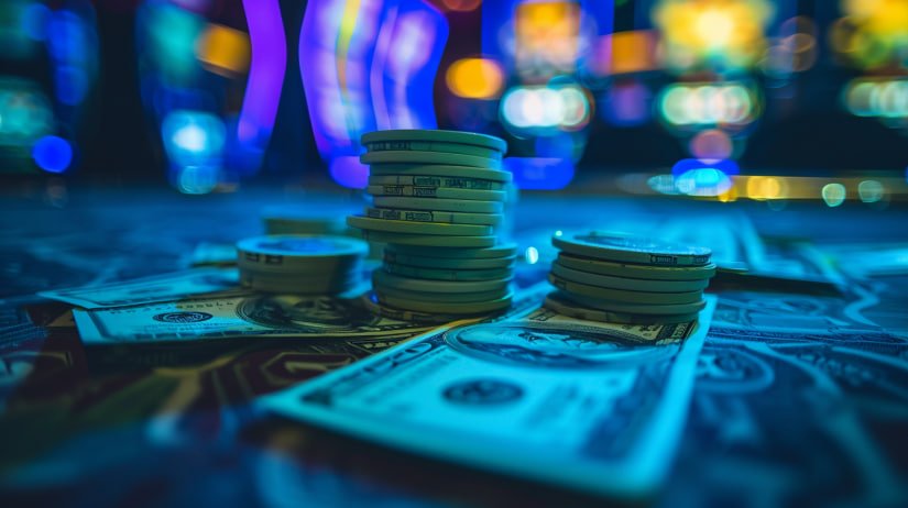 Tampilan Kasino Virtual bernuansa neon